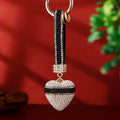 Striped Band Crystal Heart Keychains with Straps and Plain Options view 12