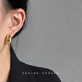 Chunky Thick Open C Shape Half Hoop Stud Earrings Pair view 2
