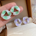 Pastel Crystal Swirl Stud Earrings in Two Colors with Crystal Accents view 1