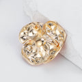 Orange Camellia Enamel Pearl Look Metal Brooch Pin view 3