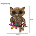 Black Gold Tone Owl Crystal Metal Brooch Pin for Jackets and Lapels view 2