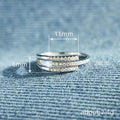 Silver Open Adjustable Geometric Bar Pave Ring Clear Stones view 4