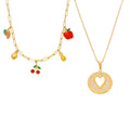 Fruit Charm and Round Heart Pendant Necklace Collection view 5