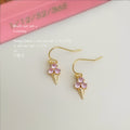 Gold Pink Zircon Ice Cream Cone Drop Hook Earrings view 4