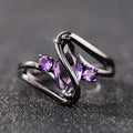 Gunmetal Purple Marquise CZ Ring Split Band Accents view 1
