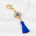 Rhinestone Evil Eye Tassel Charm With Gold Lobster Clasp view 2