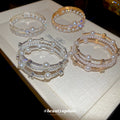 Three Mixed Multirow Pearl Like Crystal Open Cuffs In Two Tones view 1