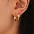 Twisted Rope C Hoop Earrings Gold Steel Zircon Cube Pave view 3