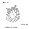 Bow Teardrop Wreath Rhinestone Brooch Circle Drop Pin view 9