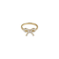 Gold Tone Open Adjustable Pearl Beaded Bow Finger Ring view 5