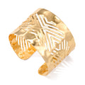 Gold Tone Wide Openwork Diamond Geometric Cuff Bracelet view 5