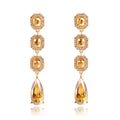 Green Gold Tone Green Emerald Column Openwork Crystal Four Designs Metal Dangle Earrings view 9