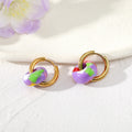 Gold Tone Small Hoop Earrings with Irregular Acrylic Loops view 6