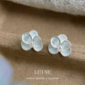 Silver Light Blue Orchid Stud Earrings Teardrop Crystal view 4