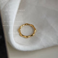 Gold Tone Irregular Bamboo Joint Adjustable Open Ring For Women view 3
