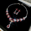 Silver Rhinestone Flower Teardrop Necklace Earring Sets view 7