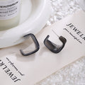 Gray Leopard and Red Acrylic Square Open C Hoop Earrings view 6
