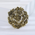Round Rose Garden Brooch with Crystal Accents Decorative Metal Pin view 6