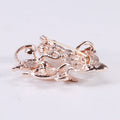 Rose Gold Dual Fox Brooch Cat Eye Stone Crystal Accents view 3
