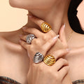 Multi Layer Openwork Dome Statement Ring Metal Band view 2