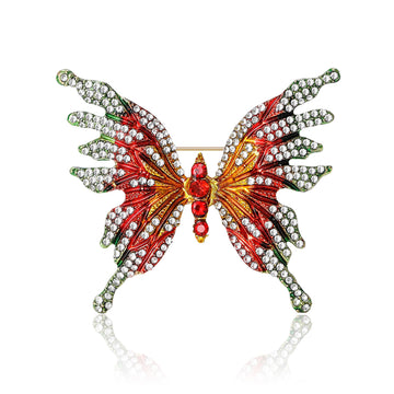 Crystal Butterfly Brooch with Toothed Wings in Four Colors