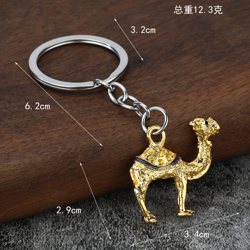 Dunhuang Camel Alloy Keychain Souvenir with Jewel-Style Enamel Finish