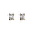 Gold Tone Rectangular Clear Zircon Sugar Cube Stud Earrings view 5
