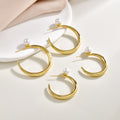 Pearl Look Ball Open C Hoop Stud Earrings In Two Sizes view 3