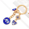 Navy Enamel Evil Eye Elephant Charm Keychain With Heart Accent view 3