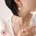 Teardrop Stud Heart Glass Pearl Drop Earrings Gold Steel view 3