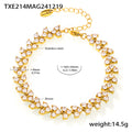 Clover Cluster Zircon Necklace Bracelet Gold Steel Multicolor view 11