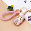 Princess Car Keychains in Pink Red and Blue with Braided and Plain Loops view 2