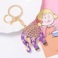 Enamel Floral Rhinestone Elephant Keychain Bag Charm view 7