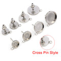 Stainless Steel Round Bezel Stud Earring Settings in Eight Styles view 2