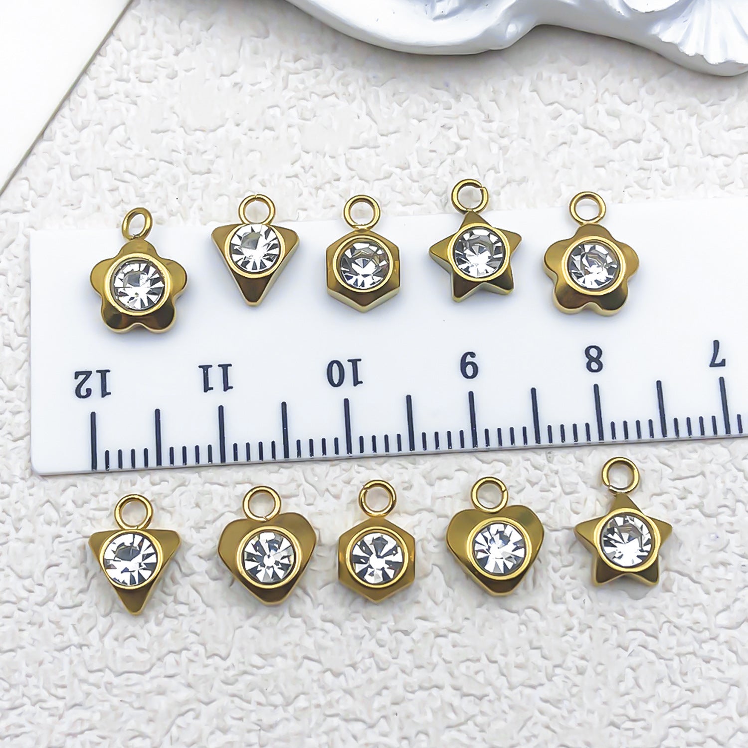 Stainless Steel Round Zircon Heart Star Plum Blossom Charm Pendant for DIY Jewelry