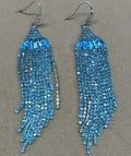 Rhinestone Fan Fringe Hook Earrings in Purple and Blue view 7