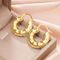 Segmented Bamboo Style Hoop Earrings Polished Statement Fashion Jewelry view 2