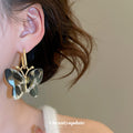 Gold Tone Tortoiseshell Butterfly Hoop Earrings Fashion Earrings view 3