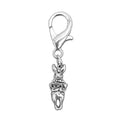 Silver Tone Crowned Rabbit Lobster Clasp Charm and Attached Hardware view 5