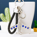 Crystal Star Fighter Plane Keychains in Gold and Silver with Braided Loops view 2