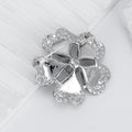 Black White Flower Crystal Metal Brooch Pin for Jackets and Lapels view 4