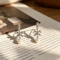 Silver Bow Crystal Look Bar and Pearl Drop Stud Earrings view 6