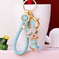 Jeweled Skirt Rabbit Keychains in Four Colors with Braided Loops view 4