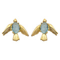 Flying Bird Stud Earrings Aqua Oval Stone Gold Silver Finishes view 5