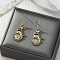 Gold Tone Snowman Pressed Flower Drop Earrings in Four Designs view 5