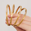 Grooved Crystal Hinged Bracelet in Polished Gold Tone view 3