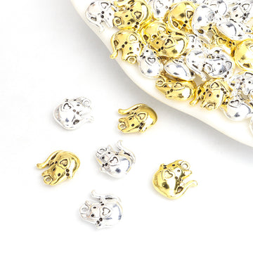 Polished Cat Alloy Charms in 2 Styles for Jewelry Crafts