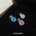 Round Crystal Ear Cuffs in Pink Blue and Clear Options view 2