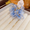 Sheer Petal Flower Cascade Long Drop Earrings in Four Colors view 8