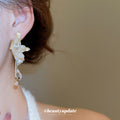 Gold Tone Crystal Butterfly Wing Drop Stud Earrings view 4